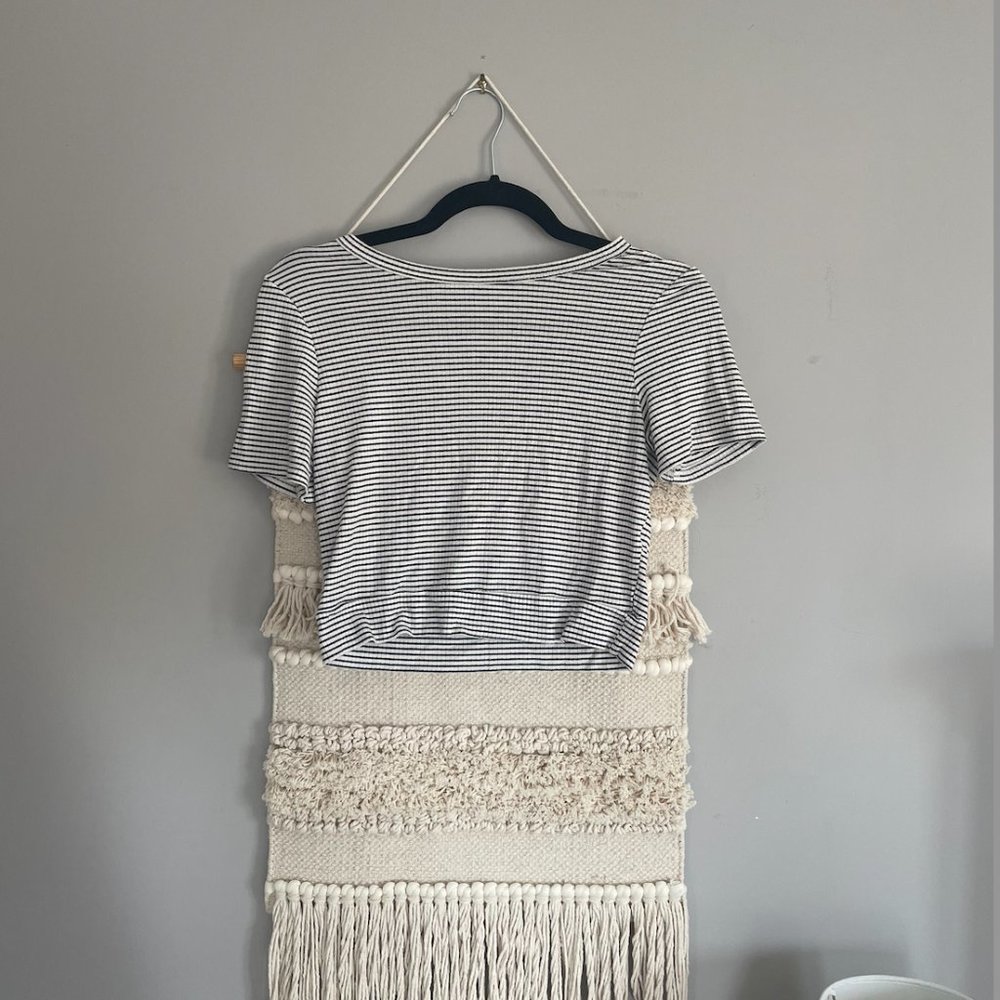 Black & White Striped Honey Punch Cropped T